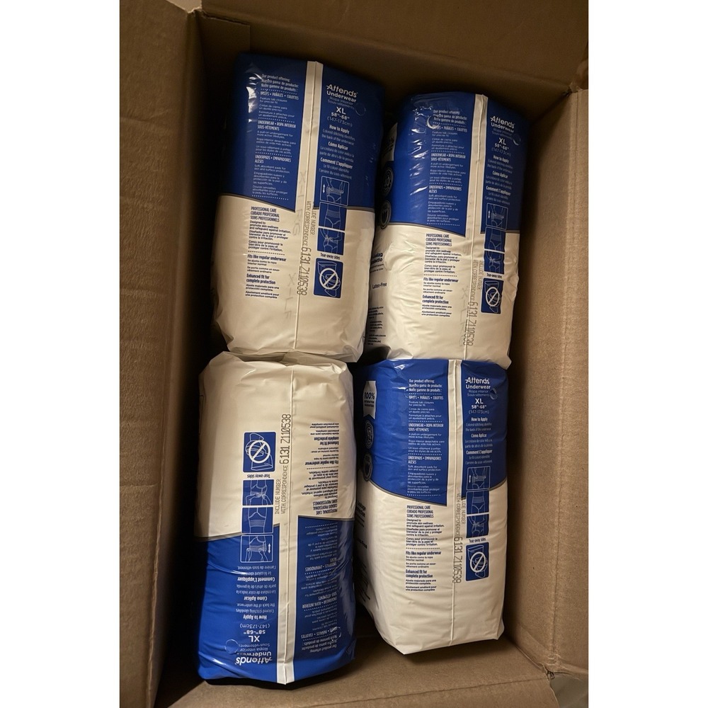 Attends Incontinence Pants Extra Heavy Absorbency XL 58"-68" White. 4 pack